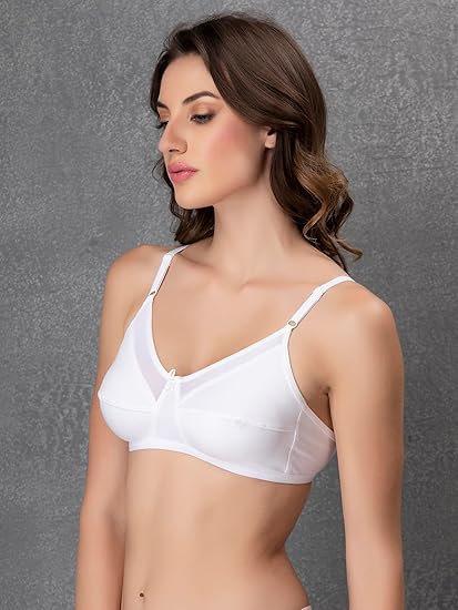 Clovia Cotton Solid Non-Padded Full-Cup Everyday Bra – Wire-Free, White